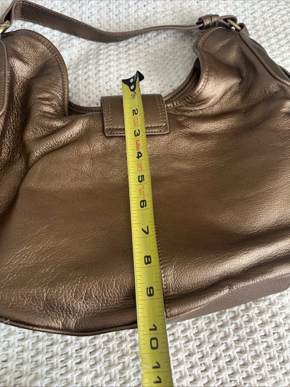 Coldwater Creek Metallic Brown Leather Hobo Studded Bag Buckle Accent Y2K Boho
